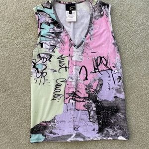 Just Cavalli Graphic Sleeveless Top, Size S